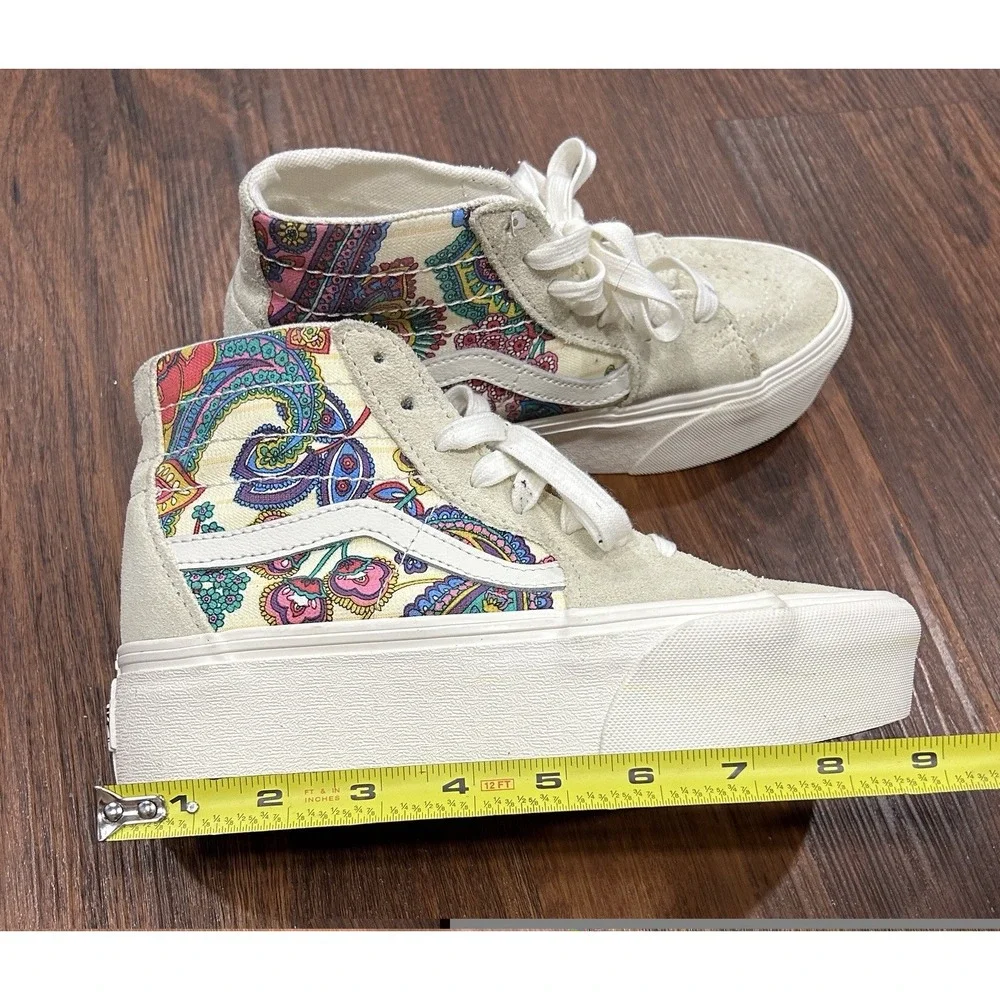 Vans Sk8-Hi Tapered‎ Paisley Bloom Turtledove Platform Womens 6.5 Hipster Boho